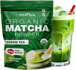 Organic Matcha Green Tea Powder (4-Oz) – Certified USDA Organic Powder for Matcha Latte, Tea, and Smoothies –Non-Gmo, Antioxidant Rich Fruit Tea by Total Tea