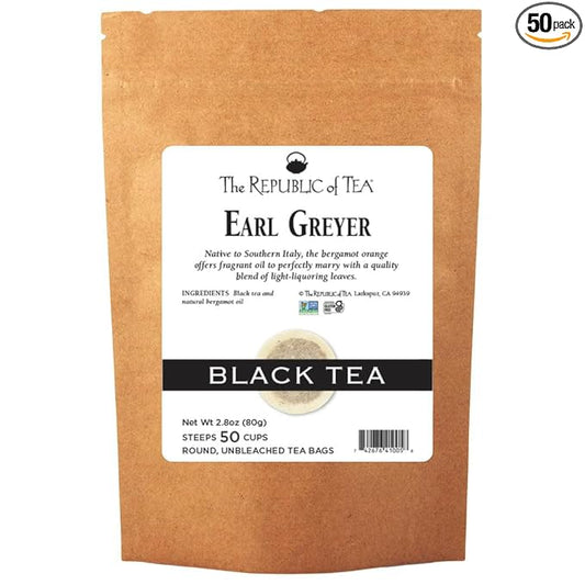 The Republic of Tea Earl Greyer Black Tea, 50 Tea Bags, Gourmet Black Tea, Gluten-Free