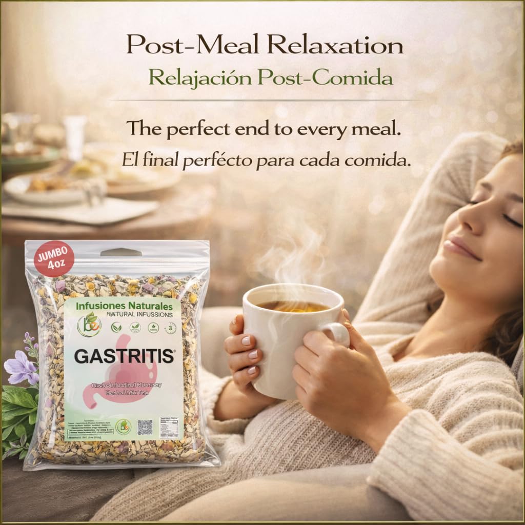 Gastritis-BYE Herbal Tea – 100% Natural Herbal Infusion – Compuesto de Hierbas Naturales – 4 oz – Herbal Mixture for Digestive Comfort – Té para Bienestar Estomacal – Non-GMO | No Cafeína