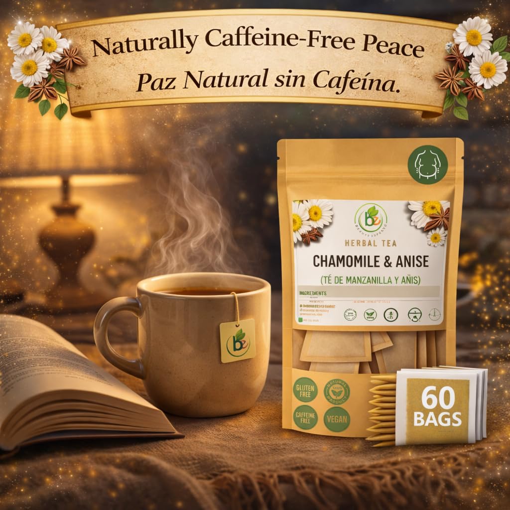 Manzanilla & Anís Té (Chamomile & Anise) – 60 Premium Tea Bags – 100% Natural Herbal Infusion – Traditional Digestive Comfort