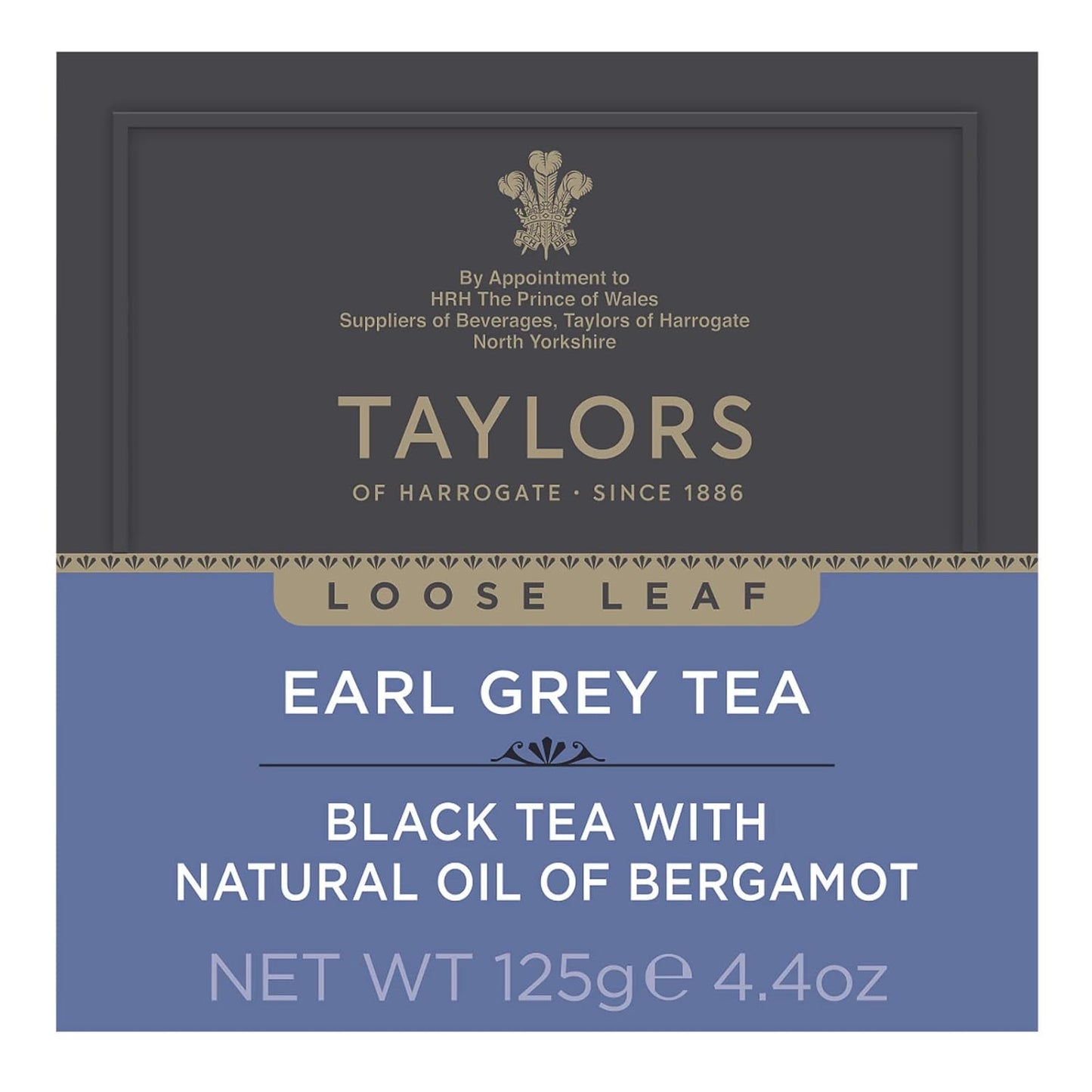 Taylors of Harrogate Earl Grey, Loose Leaf, 4.41 Ounce Carton (Pack of 1), Fragrant, Delicate & Light, Caffeinated, Premium Whole Leaf Tea