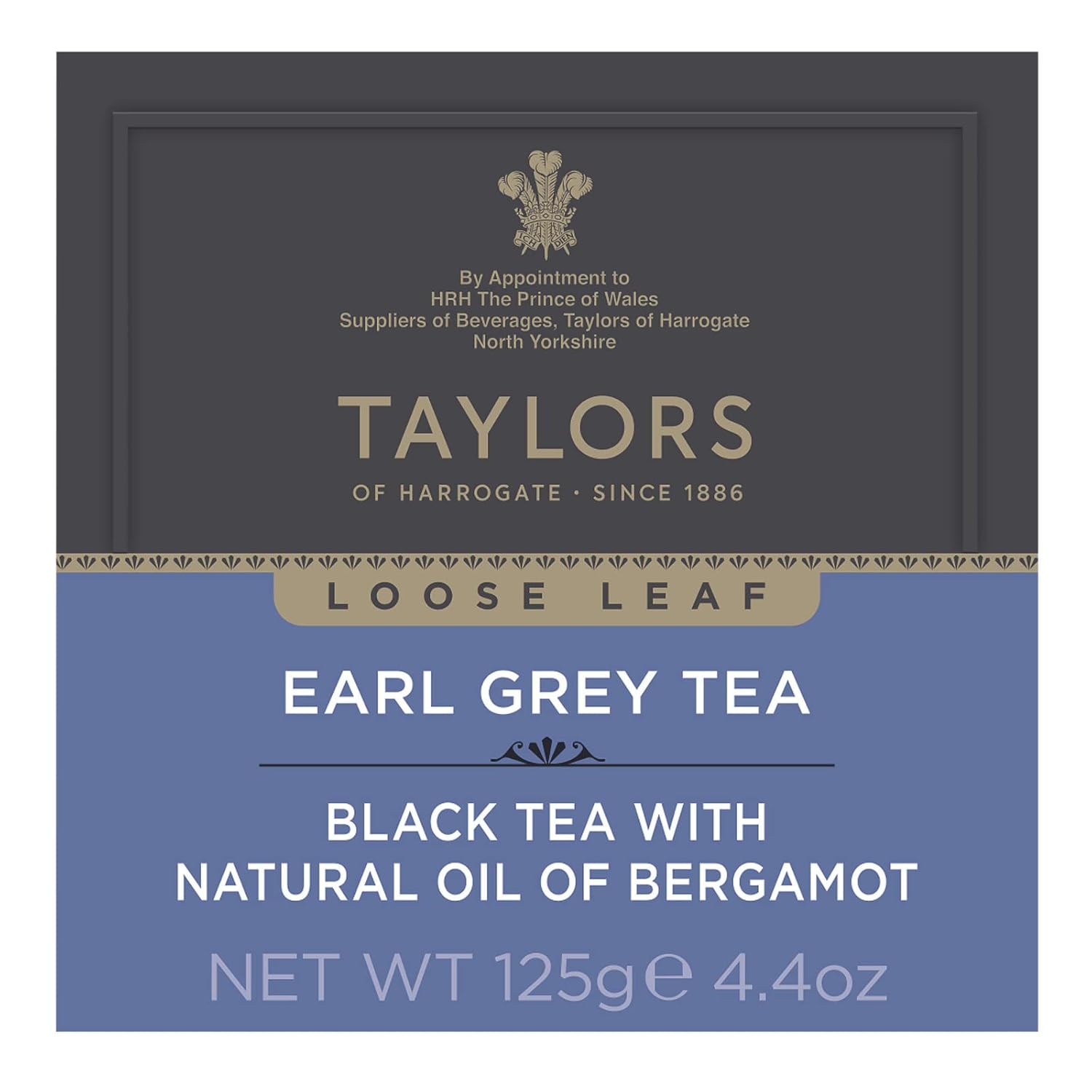 Taylors of Harrogate Earl Grey, Loose Leaf, 4.41 Ounce Carton (Pack of 1), Fragrant, Delicate & Light, Caffeinated, Premium Whole Leaf Tea