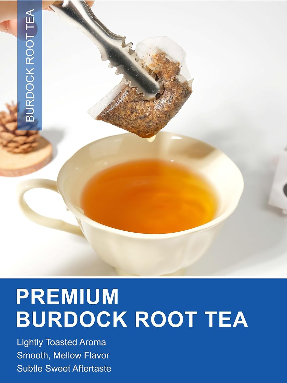 TeeLux Burdock Root Tea Bags, Roasted Aroma, Smooth &amp; Mellow Taste, 50 ct