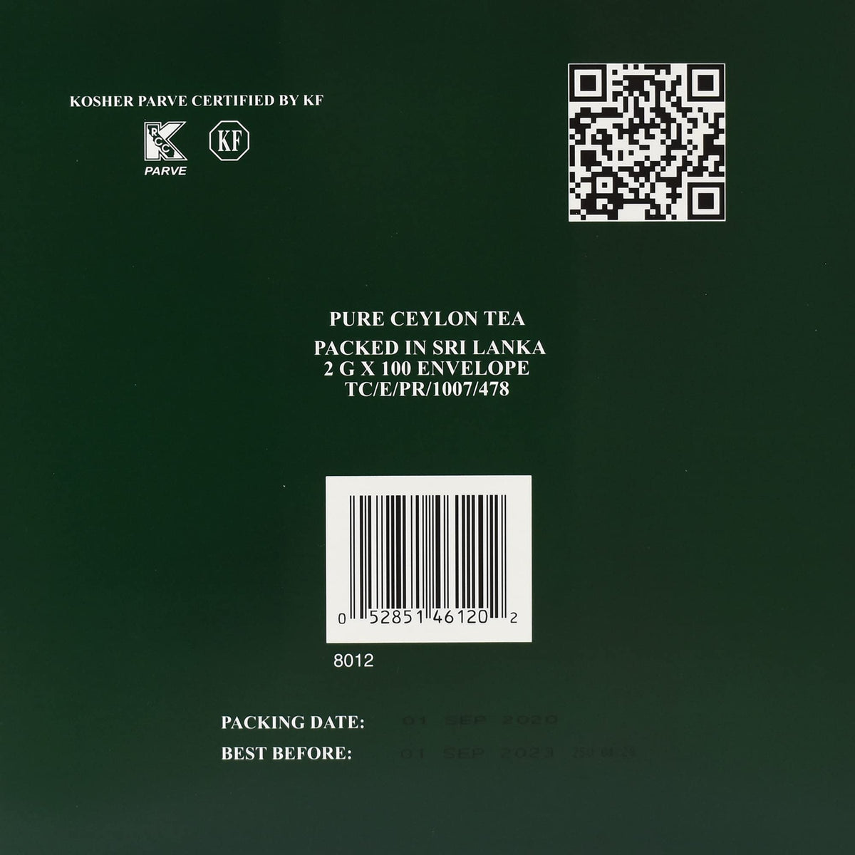 Sadaf Cardamom Tea Bags | Special Blend Cardamom Ceylon Black Tea | Quicktea Product harvested in Sri Lanka | 100 bags (Pack