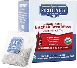 Organic Positively Tea Company, Decaf English Breakfast Black Tea Bags, 20 Count
