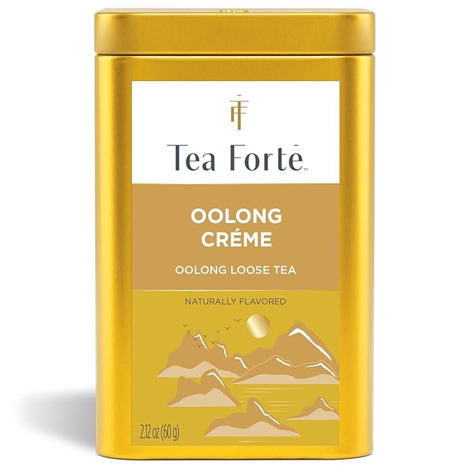 Tea Forte Oolong Créme Premium Loose Leaf Caffeinated Oolong Tea Blend Canister, Makes 35-50 Cups