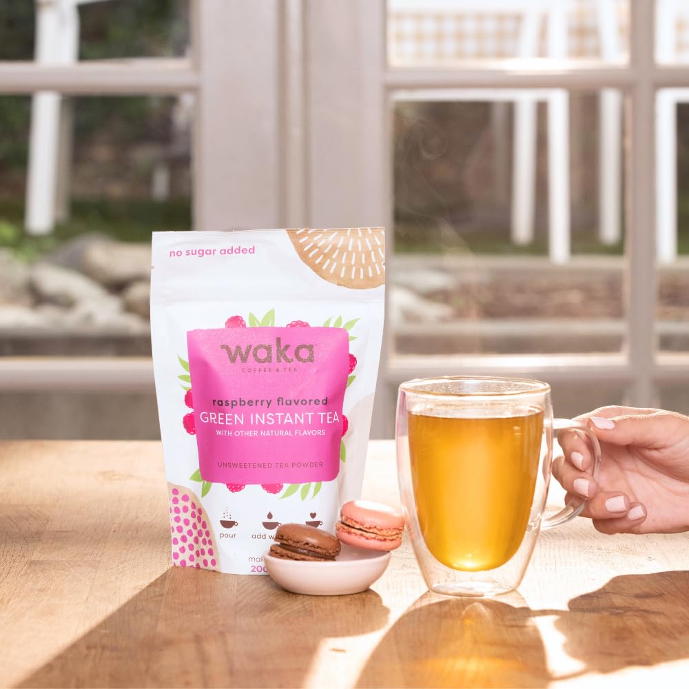 Waka Instant Tea Mix, 3 Bag Bundle - 100% Tea Leaves, No Additives, Unsweetened Tea Powders - Classic, Raspberry Flavored, Peach Flavored Green (4.5oz Each)