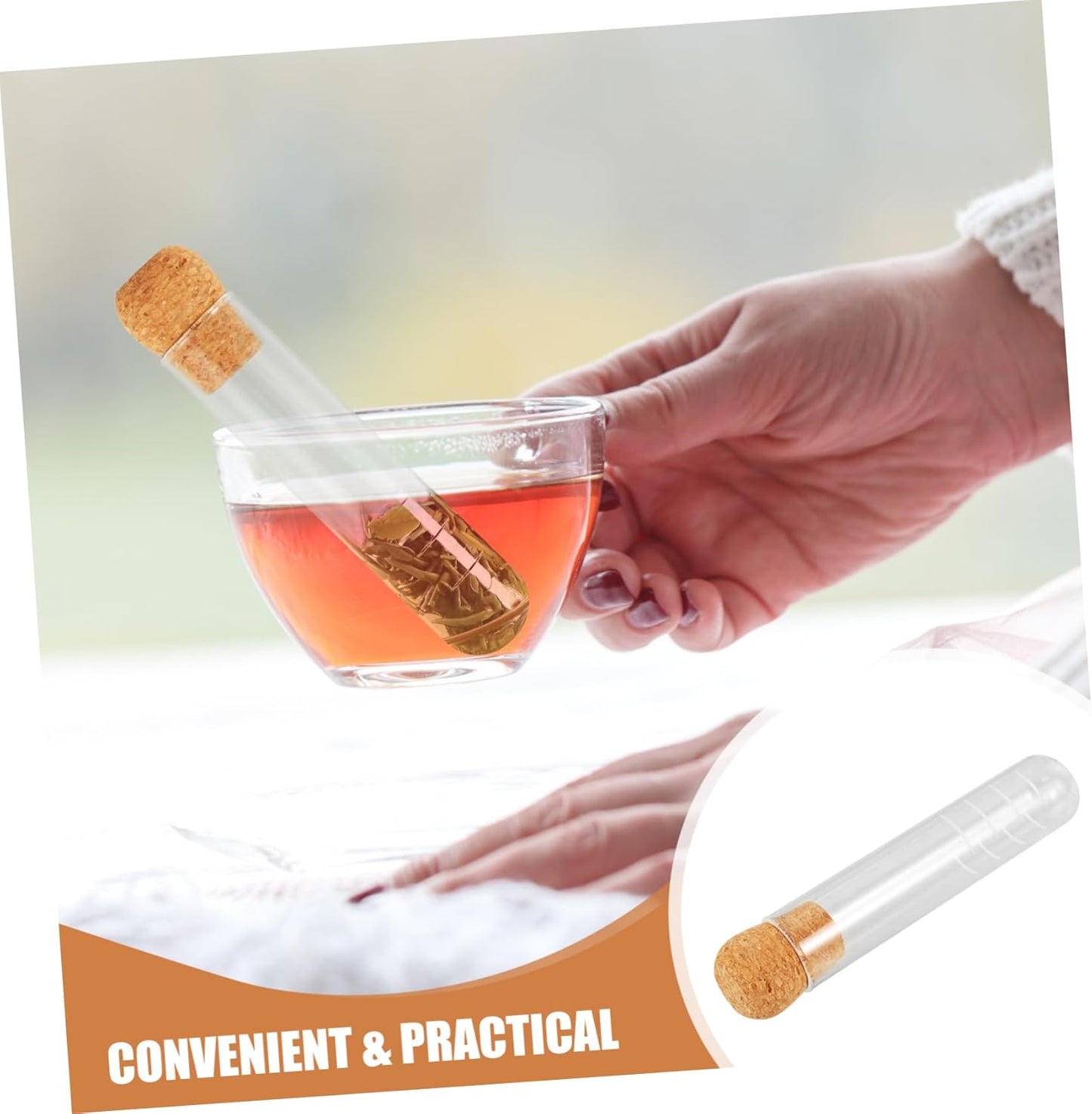 KICHOUSE Perforated Glass Tea Infuser Test Tube Shape Tea Strainer for Easy Brewing for Home Tearooms Restaurants Offices Compact Portable Design