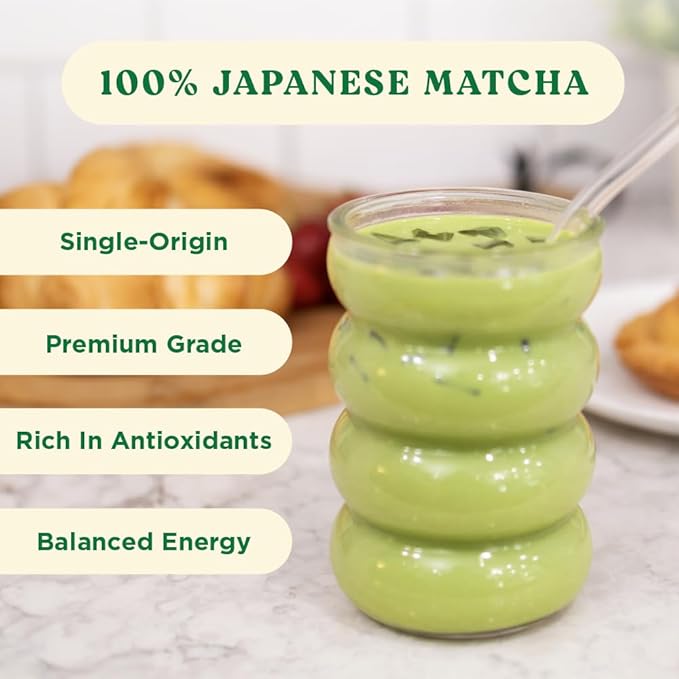 The Harmony Matcha Vanilla (10 Sticks) Premium Sweetened Japanese Matcha Powder, Rich in Antioxidants & L-Theanine, Dairy, Gluten, & Preservative Free, Serve Hot or Iced