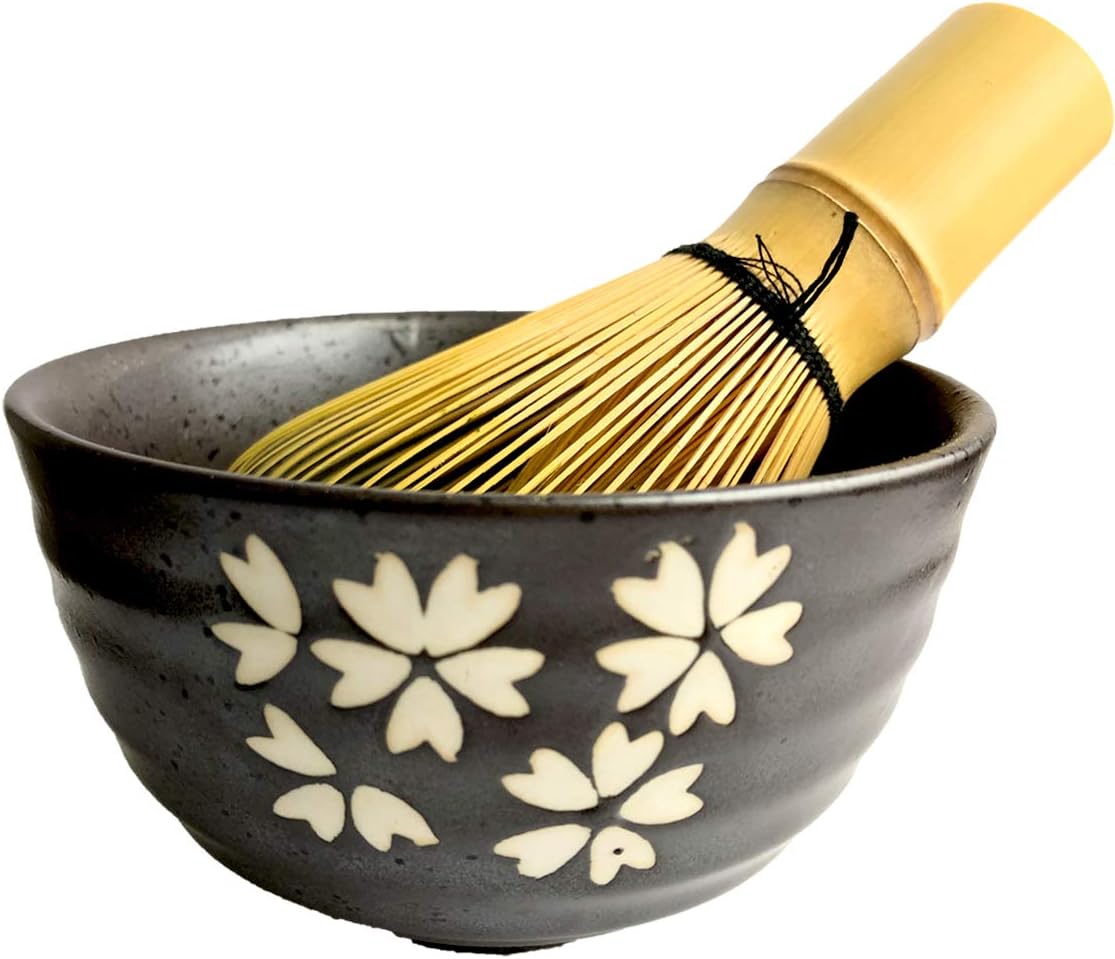 Artcome Traditional Japanese Matcha Tea Set (9Pcs) | Matcha Whisk, Traditional Scoop, Matcha Bowl &amp; Caddy, Ceramic Whisk Holder, Handmade Matcha Ceremony Kit