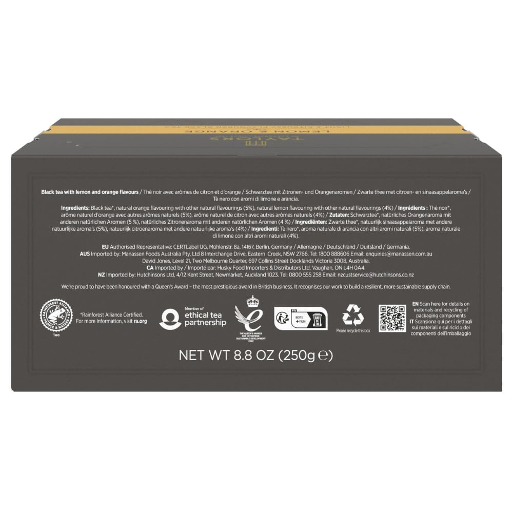 Taylors of Harrogate Lemon & Orange Black Tea Bags, 100ct (Pack of 1)