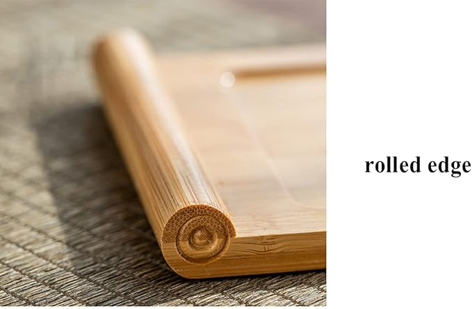 Bamboo Serving Tea Tray Book Scroll Japanese-Style Kung Fu Tea Table Rectangular Tea Accessories (M)