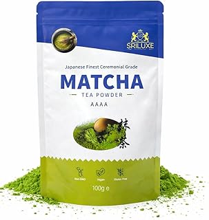SRILUXE - Ceremonial Matcha Green Tea Powder - Premium Grade-100g. Produced in Japan, Uji, Kyoto. Use for Drinking, Cooking, Baking, Smoothie Making and with Milk. Vegan & Vegetarian Friendly (100g, AAAA (4A))