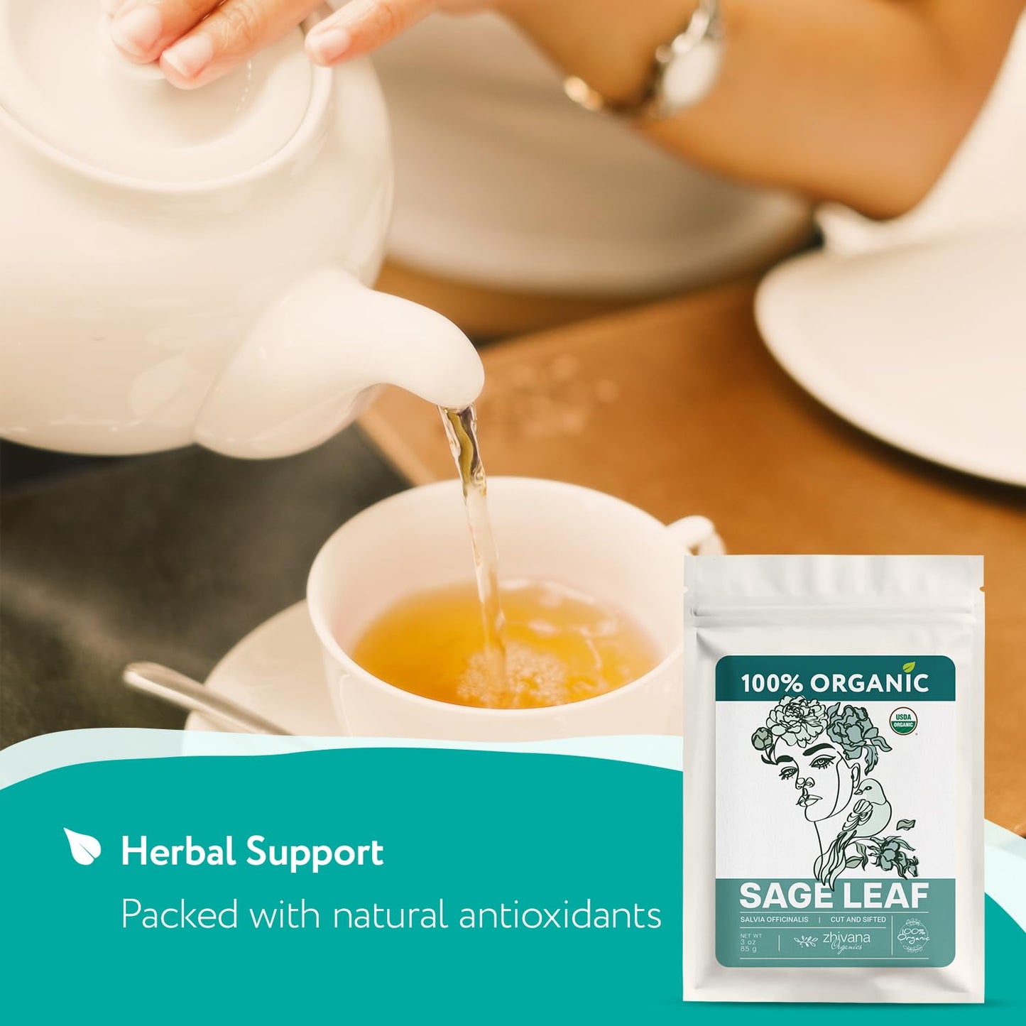 Sage Tea Organic 3 oz. - Sage Leaves – Salvia Tea for Focus and Clarity
