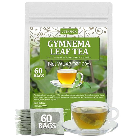 Premium 60 Gymnema Leaf Tea Bags, Made with 100% Natural Gymnema Leaves, No Additives & Caffeine Free & Sugar Free.