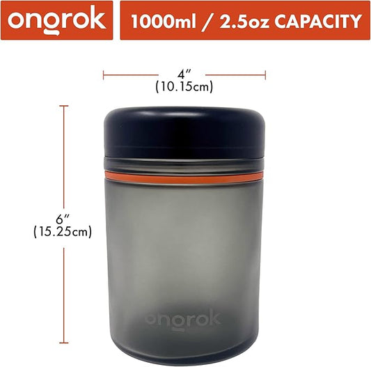 Ongrok Glass Storage Jar, 1L, Single Pack, UV Herb/Spice Jar with Child Resistant Lid