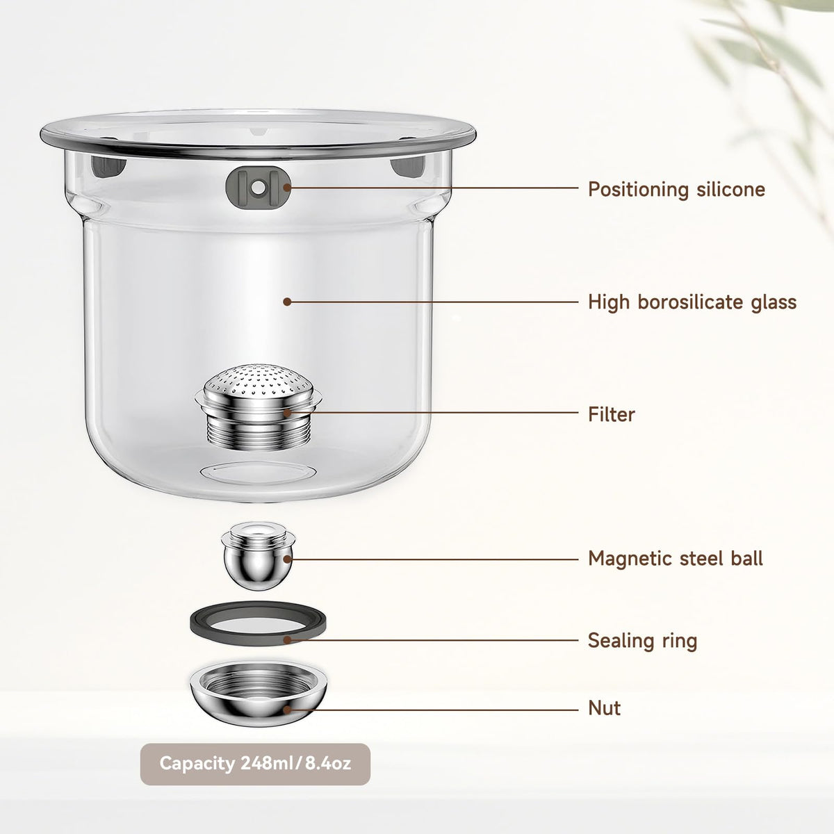 GrowCube Enchanti Tea Pot, Magic Glass Teapot with Strainer,Magnetic Water Separation with Infuser -800ML/27.01oz