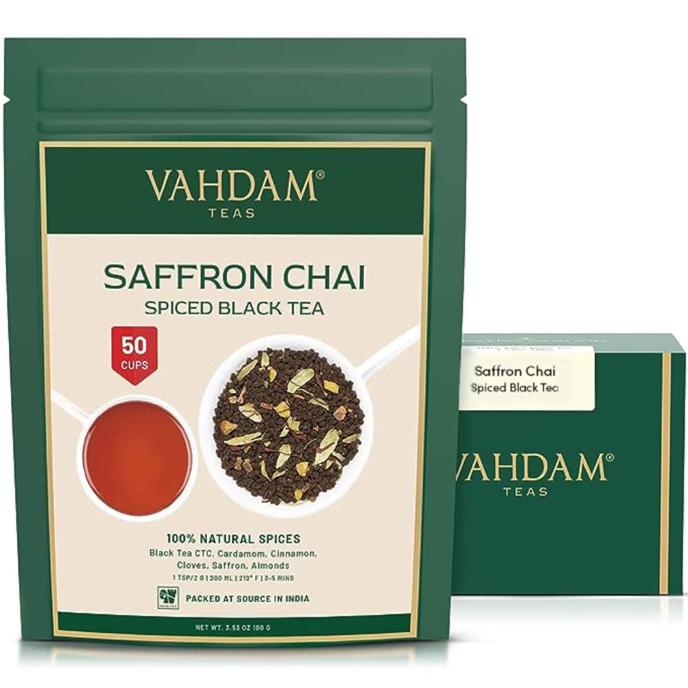 VAHDAM Saffron Spiced Chai Loose Leaf (3.53oz|50+ Cups) Premium Masala Chai