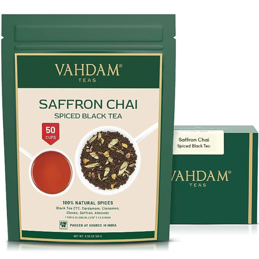 VAHDAM Saffron Spiced Chai Loose Leaf (3.53oz|50+ Cups) Premium Masala Chai