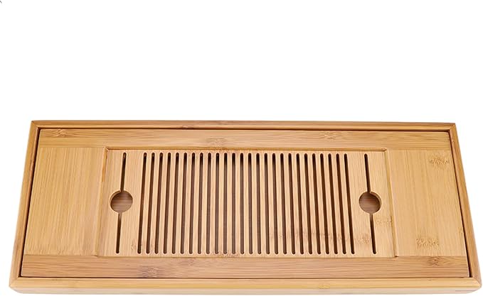 Keenso Tea Tray with 2 in 1 Removable Tea Tray for Home Office Table 38 * 15cm, Ecofriendly Mini Serving for Chinese Gongfu Service for 2-3 Persons
