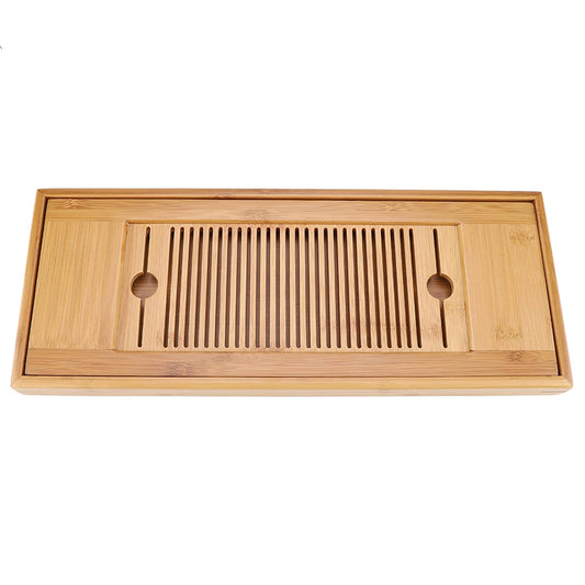 Tea Serving Tray for Gongfu Tea Sets Compact -Layer Design with Removable Drainage Plate Fits Tables 38x15cm