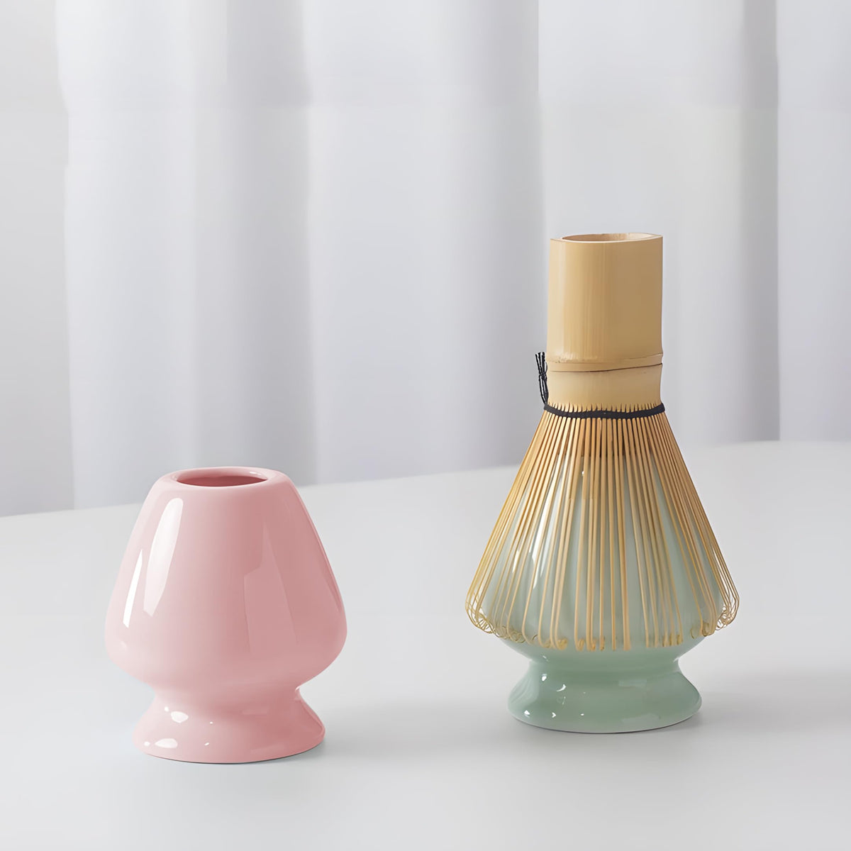 AIYICIII Matcha Whisk Holder – Ceramic Chasen Stand for Bamboo Matcha Whisk, Japanese Tea Set Accessory (Pink)