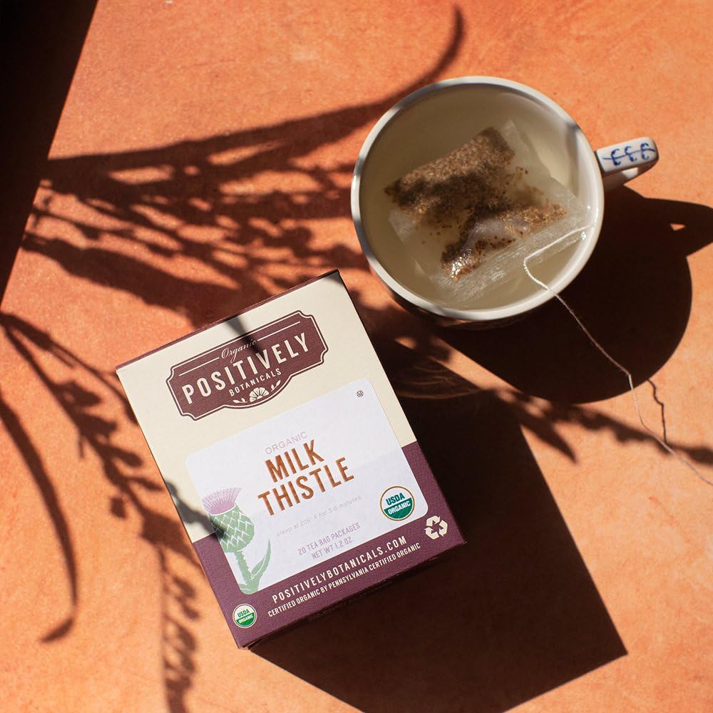 Positively Botanicals, Organic Milk Thistle Herbal Tea Bags, 20 Count