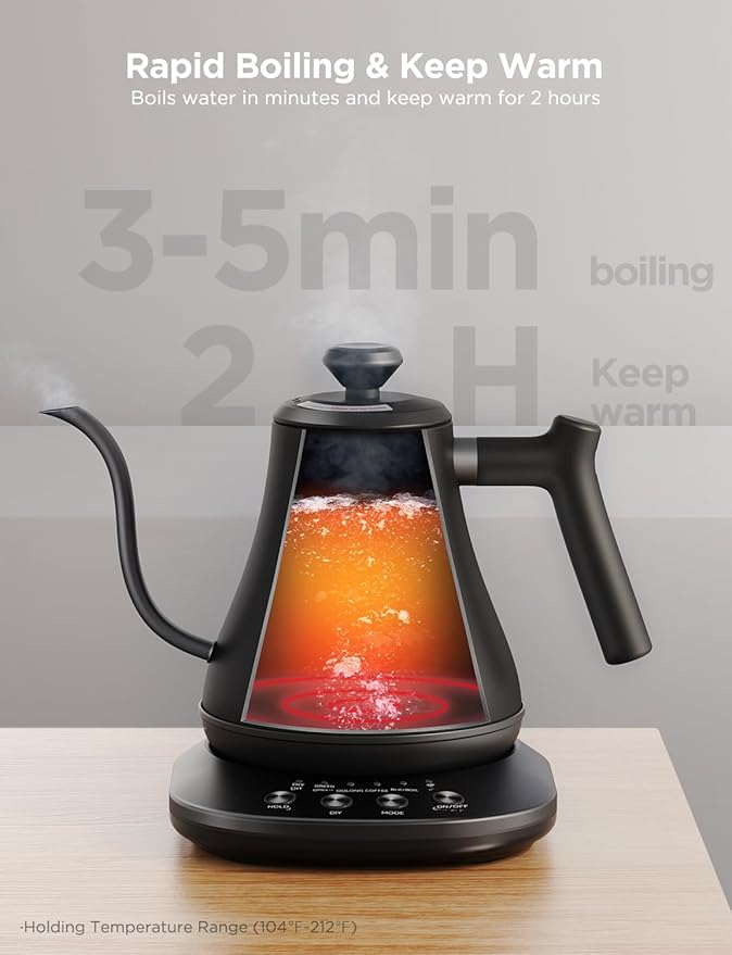 Govee Smart Electric Kettle, WiFi Variable Temperature Gooseneck Pour Over Kettle and Tea Kettle, Alexa Control, 1200W Quick Heating