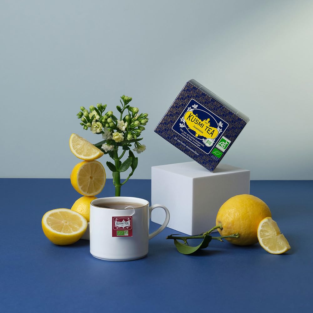 Kusmi Tea - Anastasia - Organic Black Tea with Bergamot & Lemon - Flavored with Orange Blossom - Caffeinated Tea - Inspired by the Iconic Earl Grey Tea - 20 Tea Bags
