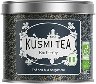 Kusmi Tea - Earl Grey - Organic Earl Grey Black Tea - Flavored with Italian Bergamot Essential Oil - Strong, Robust, Caffeinated Tea - Loose Leaves - Tin Box of 3.5 oz