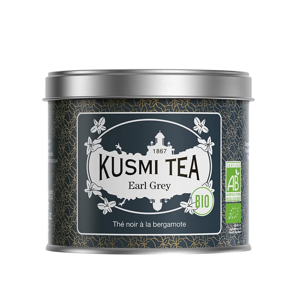 Kusmi Tea - Earl Grey - Organic Earl Grey Black Tea - Flavored with Italian Bergamot Essential Oil - Strong, Robust, Caffeinated Tea - Loose Leaves - Tin Box of 3.5 oz