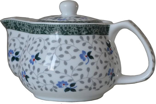 Small Porcelain Teapot, 9oz Tea Pot with Stainless Steel Filter Removable (Flower)