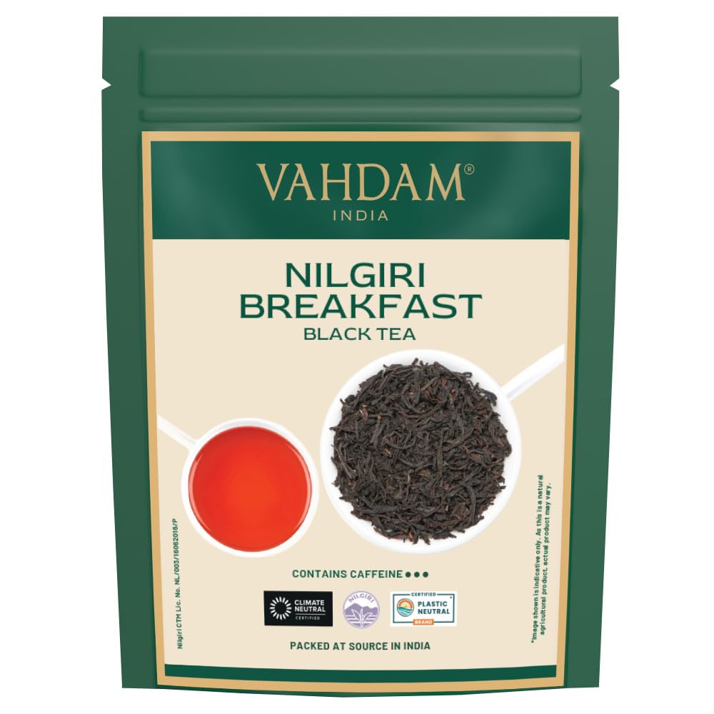 VAHDAM Nilgiri Breakfast Black Tea (150+ Cups/12oz) - Robust & Flavory Loose Leaf Tea, Single Origin, Vacuum Sealed Pack