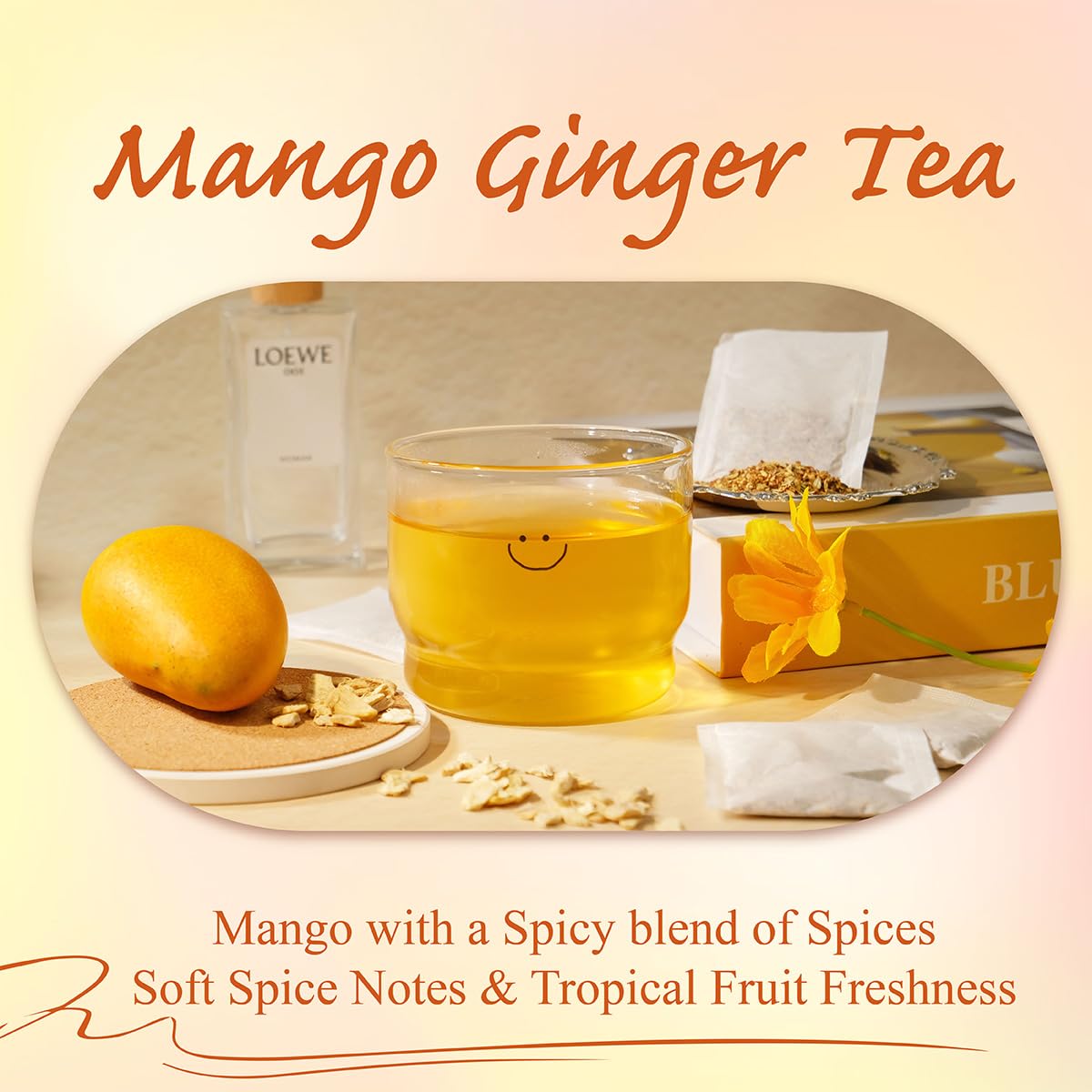 WT WEETEE Mango Ginger Tea Bags 100ct, Caffeine-free Tropical &amp; Spicy Blend