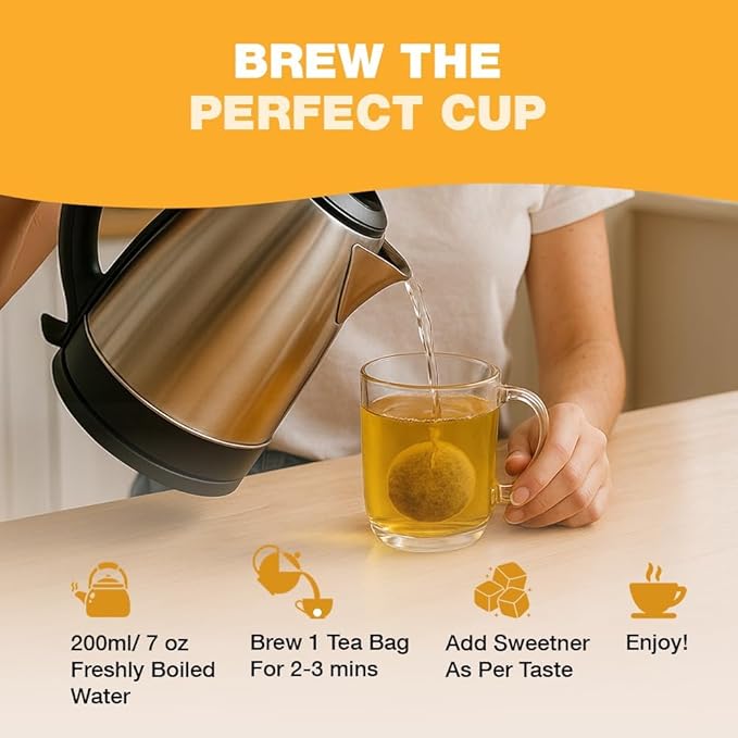 Handpick, Ginger Tea Bags (100 Herbal Tea Bags), Authentic Indian Origin, Caffeine Free & 100% Pure Ginger Root, Round Eco Conscious Teabags
