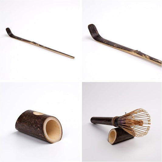 Joyscale Bamboo Matcha Whisk Set, Long Handled Chasen, Scoop(Chashaku), Bamboo Whisk for Matcha Tea, Matcha Chasen(Purple) For Tea Lover Gifts