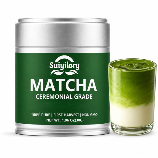 Suiyilary Ceremonial Grade Matcha Powder, Premium First Harvest Green Tea Powder – 100% Pure Matcha Tea, Vegan, Gluten-Free, Sugar-Free with No Additives (30g/1.06oz)