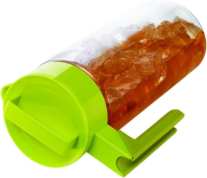 Takeya Flash Chill Iced Tea Maker - Airtight & Durable Iced Tea Maker Jug with Silicone Carry Handle - Leak-Proof & Lightweight Tea Infuser with Patented Flash Chill Technology - 2 Quart, Avocado