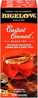 Bigelow Constant Comment Tea 28-Count Box (Pack of 1) Spiced Premium Black Tea with Orange Peel Antioxidant-Rich Full Caffeine Black Tea in Foil-Wrapped Bags
