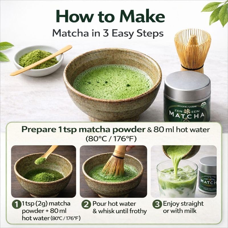 MIKAN-YAMA ZEN GREEN Organic Matcha Powder, 100% Authentic Japanese Ceremonial Grade, Single Origin from Shizuoka Japan, 40g (1.41oz) - Saemidori Cultivar – (Organic Ceremonial 1.41oz (Pack of 1)Tin)