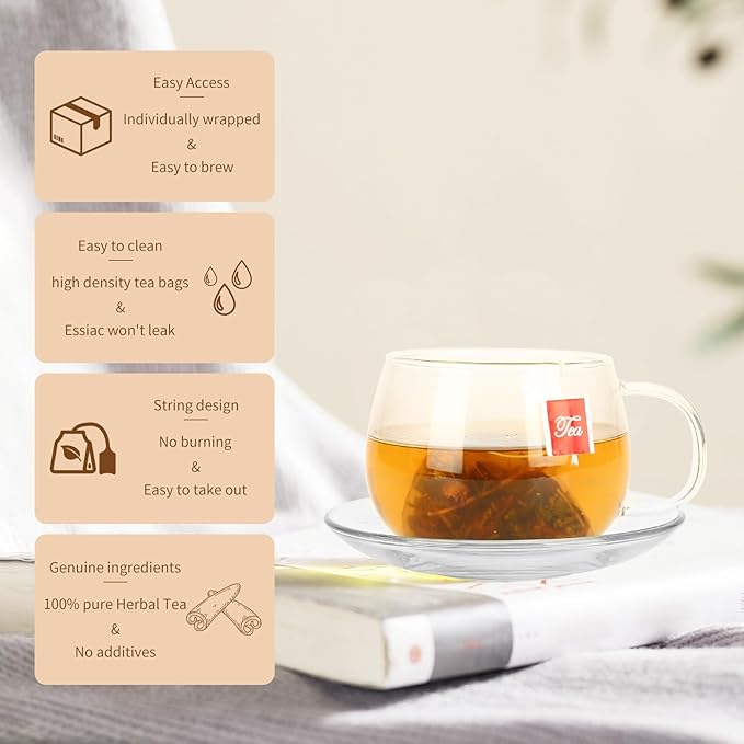 Essiac Tea Bags, 5.3 oz 3g X 50 Bags Herbal Tea blend, 50 Count Tea Bags, Caffeine-Free