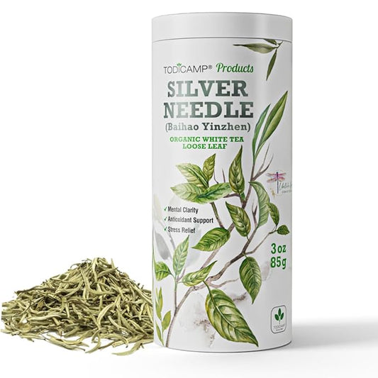 TODICAMP Premium Silver Needle Tea - 3 oz of Premium White Tea Loose Leaf