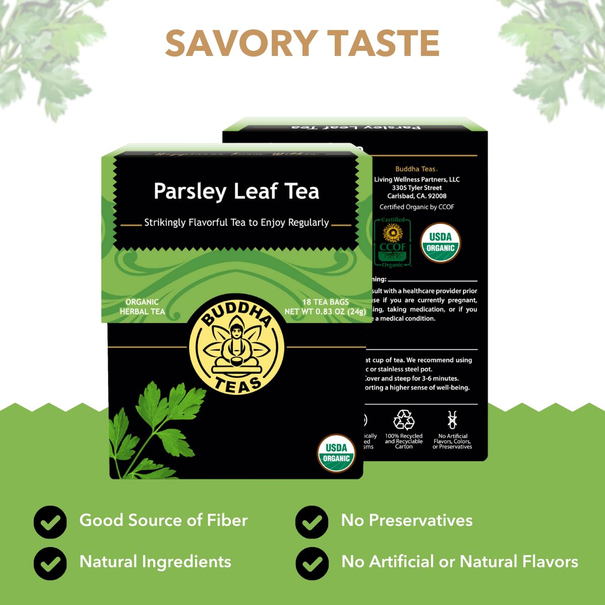 Buddha Teas Organic Parsley Leaf Tea - Herbal Tea, Caffeine Free