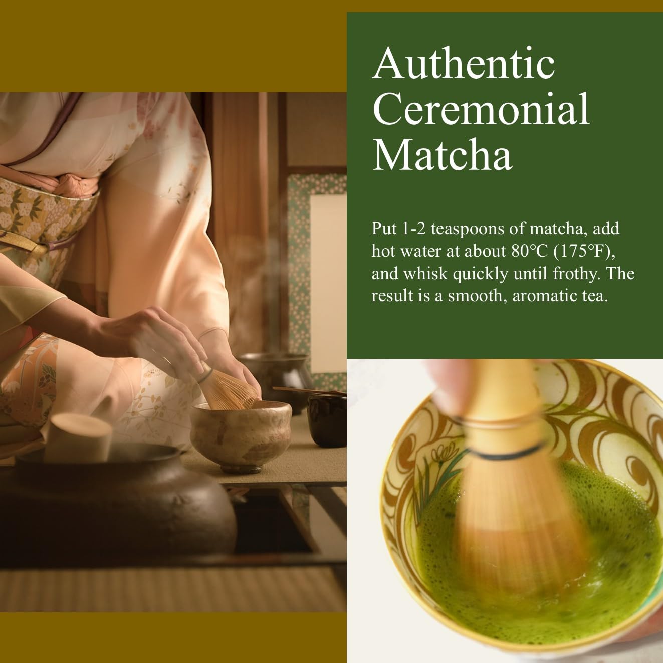 JEAU CHAU Uji Matcha Powder from Kyoto Japan - Ceremonial Grade 3.5oz (100g) - Premium Japanese Green Tea Powder for Latte, Baking & Traditional Tea - 50 Servings