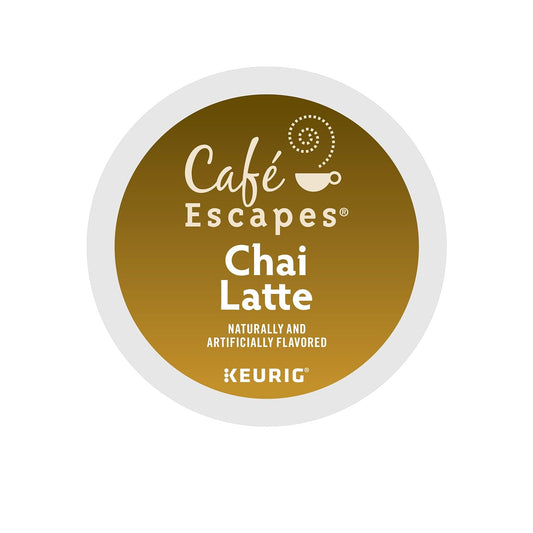 Cafe Escapes, Chai Latte Tea Beverage, Single-Serve Keurig K-Cup Pods, 48 Count (2 Boxes of 24 Pods)