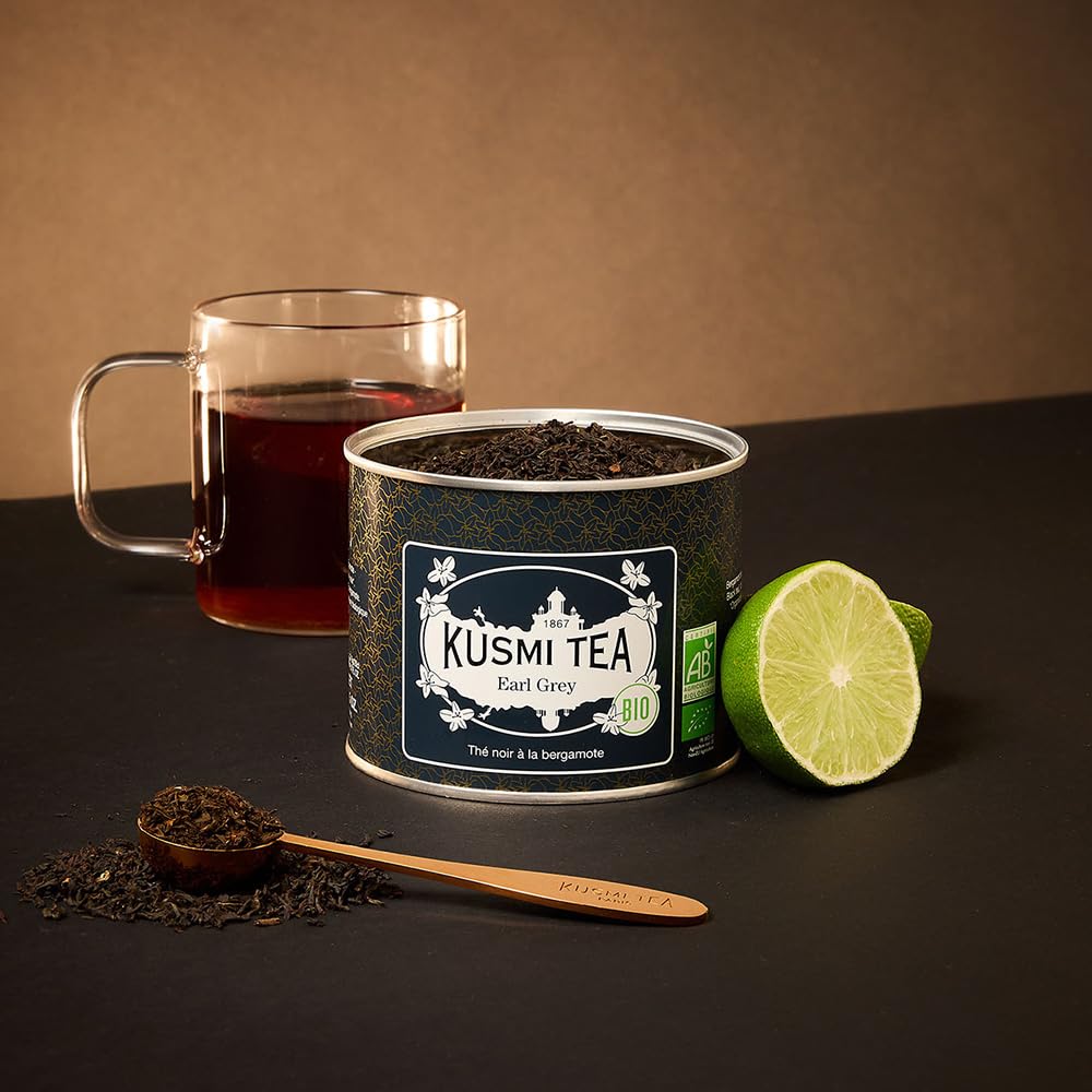 Kusmi Tea - Earl Grey - Organic Earl Grey Black Tea - Flavored with Italian Bergamot Essential Oil - Strong, Robust, Caffeinated Tea - Loose Leaves - Tin Box of 3.5 oz