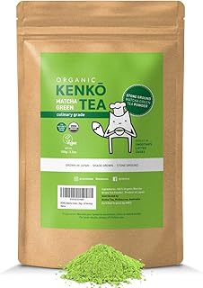 Kenko Matcha Green Tea Powder [USDA Organic] Culinary Grade Matcha Powder for Lattes, Smoothies and Baking [100g Bag = 50 Servings]