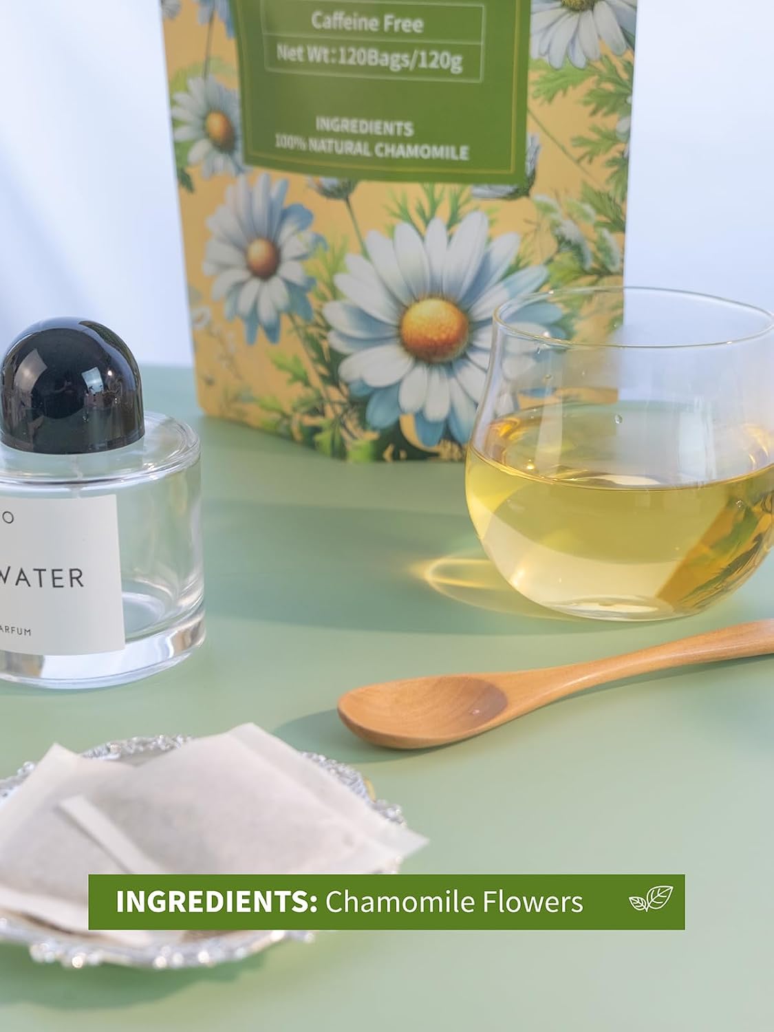 HYNTMYT Chamomile Tea Bags, Pure Chamomile Flowers, Caffeine Free, 120Count | Smooth &amp; Gentle Flavor, Natural &amp; Pure, Unsweetened, Hot or Iced Tea, Plant Fiber Tea Bags
