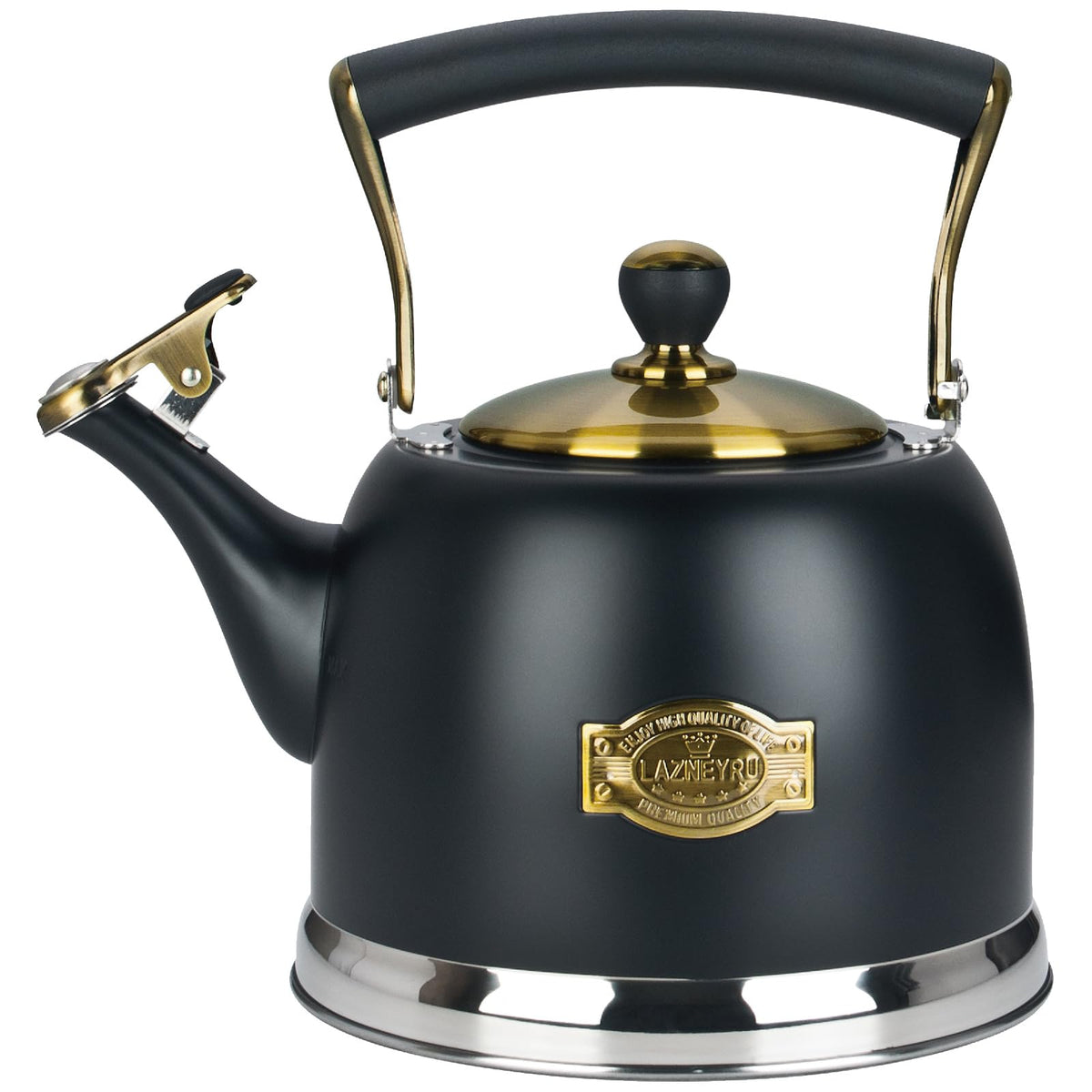 Lazneyru Tea Kettle Stainless Steel Teapot, Stainless Steel Teakettle for Stove Top with Heat Proof Ergonomic Handle 3.0
