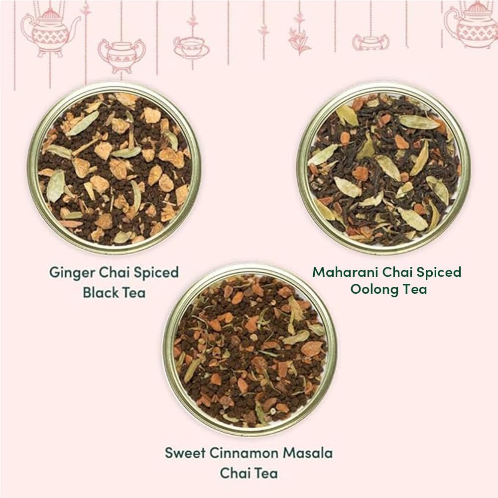 VAHDAM, Oprah's Favorite Tea Gift Set | 3 Premium Chai Teas in Golden Tin Caddy Gift Box | Exotic Chai Tea Blends | Gluten Free, Non GMO | Gifts for Men And Women